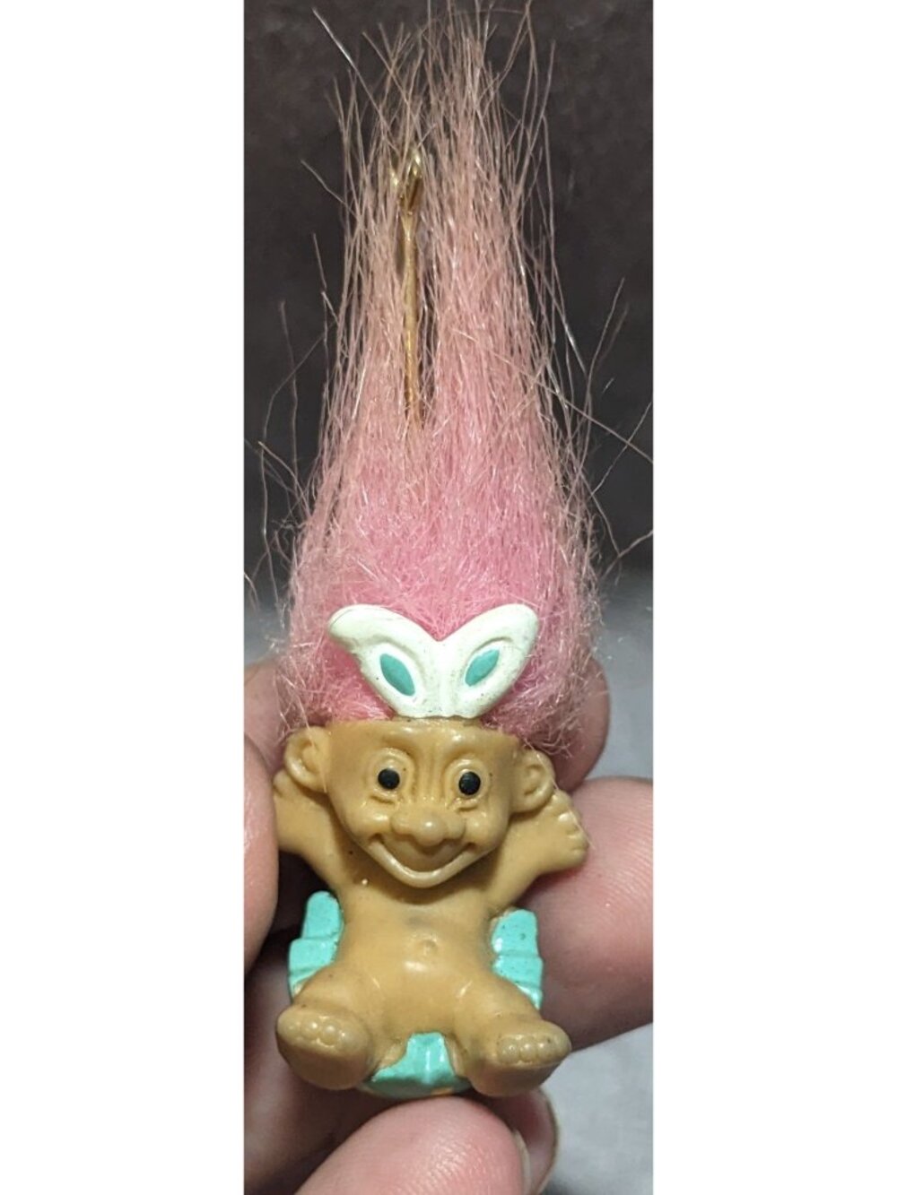 Kidcore Weirdcore Vintage Russ Troll Baby Upcycled Pendant Pink Hair